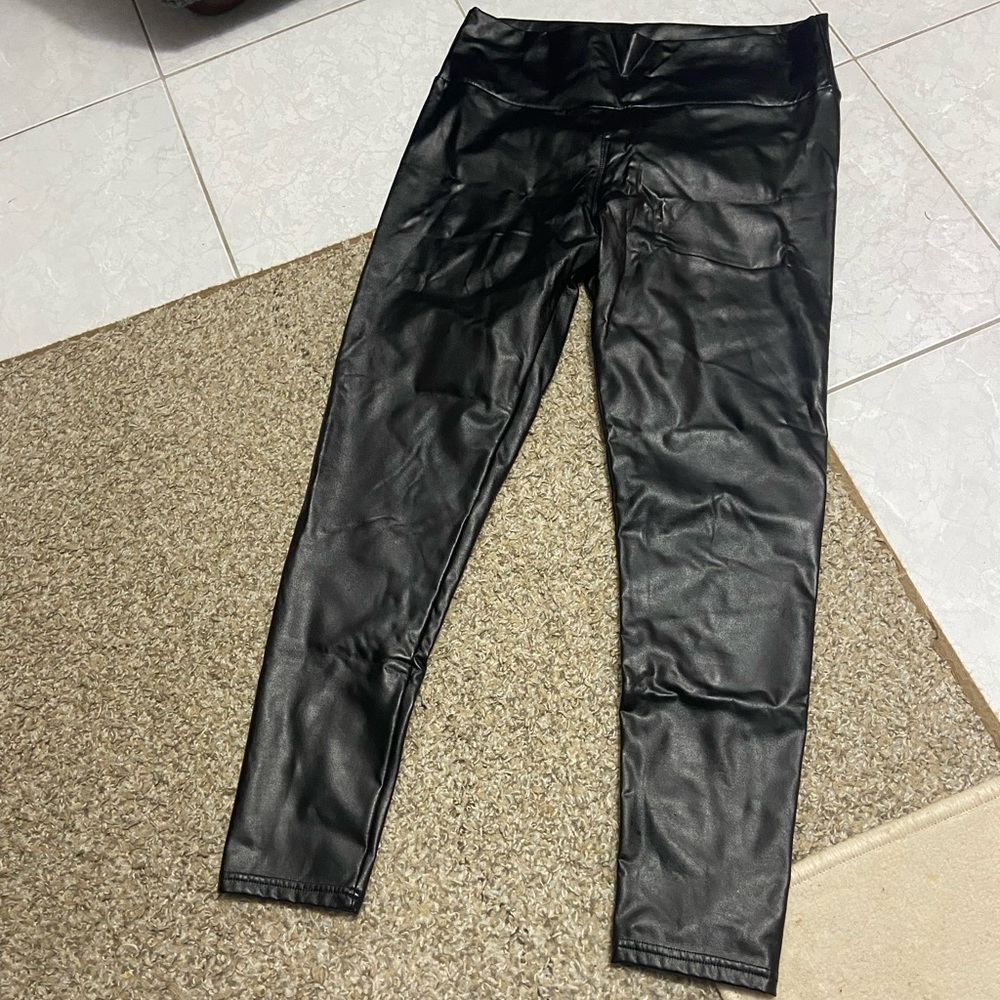 Black Faux Leather Pants two pairs one Xlarge and one large